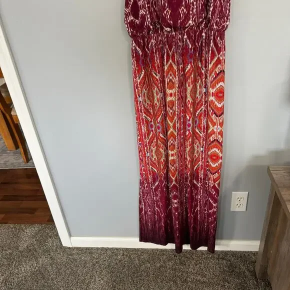 Pink Republic Red & Orange & Multicolor Print Maxi Dress Size Medium Sleeveless - Picture 3 of 7
